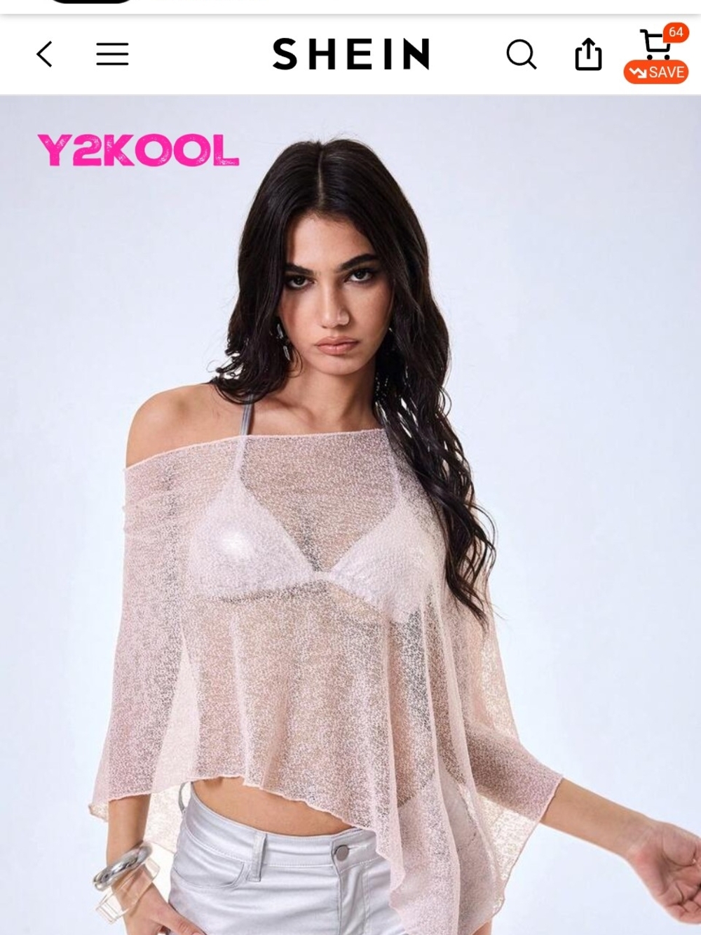 Pink Sheer Sparkle Off-Shoulder Top/Poncho